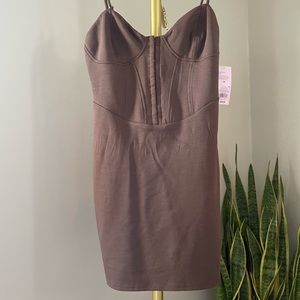 Brown body con shortie dress